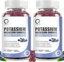 2 Pack Kalium Magnesium Gummies met Kalium Crate 200 mg, Magnesium Glycinate 320 mg Plus Calcium, Zink, Vitamine - Kaliumsupplementen voor Leg Cramps, Hart, Spiergezondheid Ondersteuning