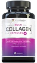 Multi Collagen Peptides Capsules for Women - Hydrolyzed Collagen for Women Pills with Types I II III V & X Plus Vitamin C & Hyaluronic Acid for Beautiful Hair Skin and Nails - 30 Servings