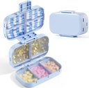 MEACOLIA Triple vouwen pil Organisator, 9 Compartments Reis pil geval met grote capaciteit, Dagelijkse pil doos kleine pil Container voor vitamine, kabeljauw leverolie,uplements (blauw)