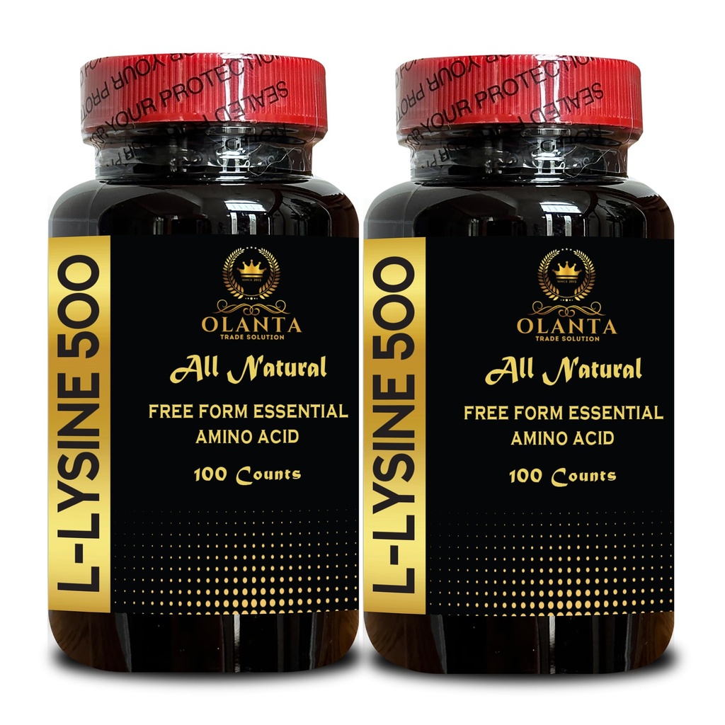 L-LYSINE 500 - L-Lysine 500mg, voor gezonde immuunfunctie, Ondersteunt Collageen Synthese, Soy-Free, Gluten-Free, Non-GMO, Lysine Supplement ondersteunt gezonde Lip en Orale Weefsel - 2 flessen 200 Telt