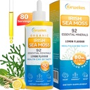 Musseau de mer et gouttes de racine d'Ashwagandha - 10X Seamoss et Ashwagandha plus forts pour les femmes et les hommes, gouttes de mousse de mer pour l'humeur, l'immunité, la digestion, l'énergie, la peau, l'articulation des cheveux (Avoeur de citron - 80 portions