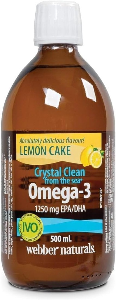 Webber Naturals Ocean Pure Omega-3 Vloeibare visolie - Citroen Cake 500 ml