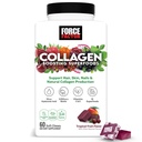 Facteur de force Collagen Boosting Superfoods, Vegan Collagen Booster pour les femmes, avec biotine, acide hyaluronique et vitamine C, pour les cheveux, la peau, les ongles et le soutien articulaire, fruits tropicaux, 60 chews doux