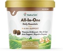NaturVet All-in-One Hond Supplement - voor gezamenlijke ondersteuning, spijsvertering, huid, mantelverzorging en hondenmultivitaminen met mineralen, Omega-3, 6, 9 