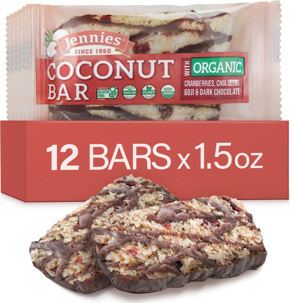 Jennies Raw Biologische Goji Moji Kokosnoot Bar, 1.5oz (12 Pack) 