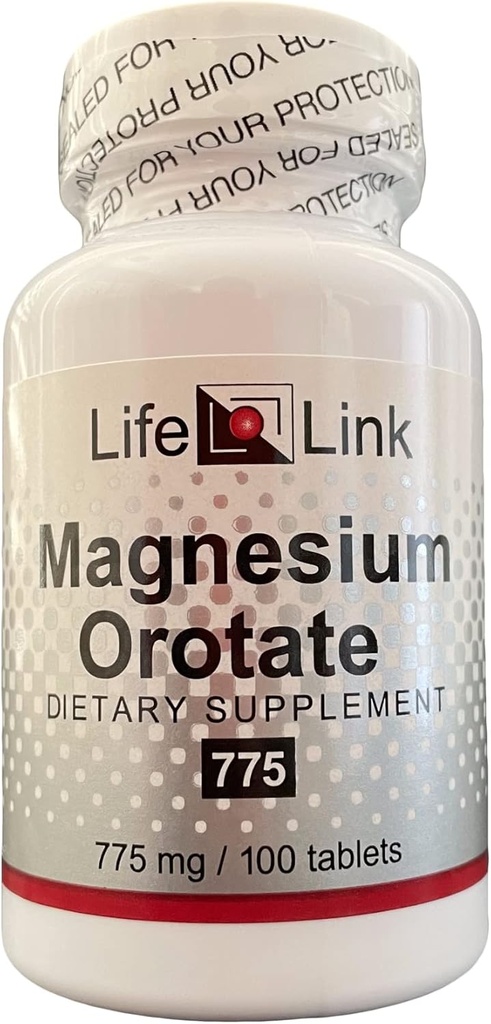 LifeLink's Magnesium Orotate | 775 mg x 100 Tablets | Brain, Bone, Cardiovascular Health | Gluten Free & Non-GMO | Made in The USA