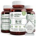 Natuurlijke Nutra Vitamine B12 1000 mcg, Promote Heart & Nerve Health, Cobalamine B12 Supplement, Calciumfosfaat, Hulp bij Metabolisme Gezondheid, Optimale Absorptie, Glutenvrij, Suikervrij, 100 Vegan tabletten