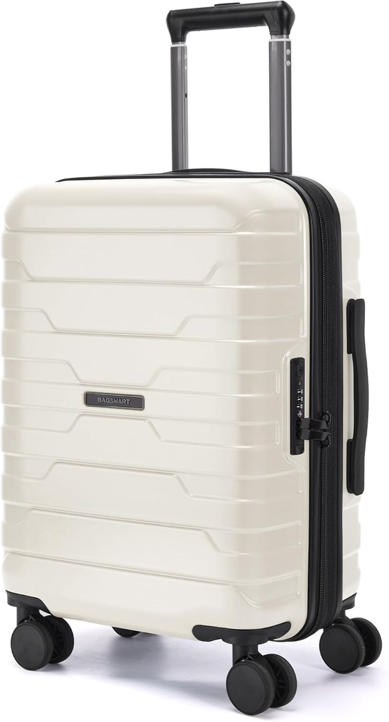BAGSMART Carry on Bagage 22x14x9 Airline Approuvé avec Spinner Wheels,Lightweight 20 Inch Bagage avec TSA Lock,Expandable Hard Shell Carry on Valises for Men Women,White