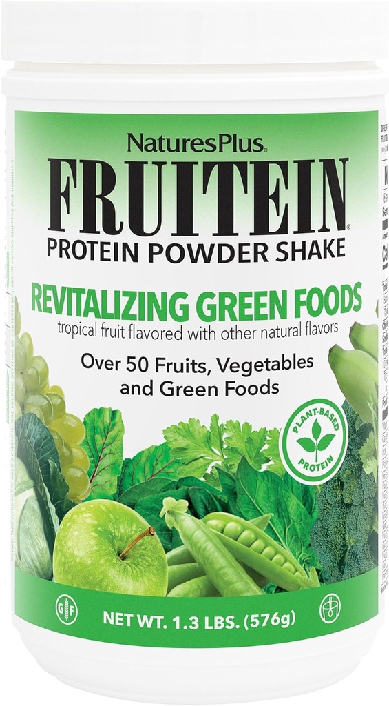 NaturesPlus FRUITINE Revitalisation des aliments verts Shake - 1,3 lb - Protéines végétales (13g/Serveur) - Supporte le système énergétique et immunitaire - Végétarien, sans gluten et non-OGM - 16 portions