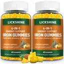 2 Pack Vegan 100MG Iron Supplement Gummies for Women & Men - with Vitamin C, A, B for Adults & Kids - Energy Support for Iron Deficency, Anemie - Ananas Smaak (120 Ct)