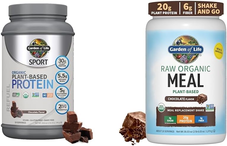 Tuin van het leven Biologische Vegan Sport Proteïne Poeder, Chocolade - Probiotica & Raw Organic Meal Replacement Shakes
