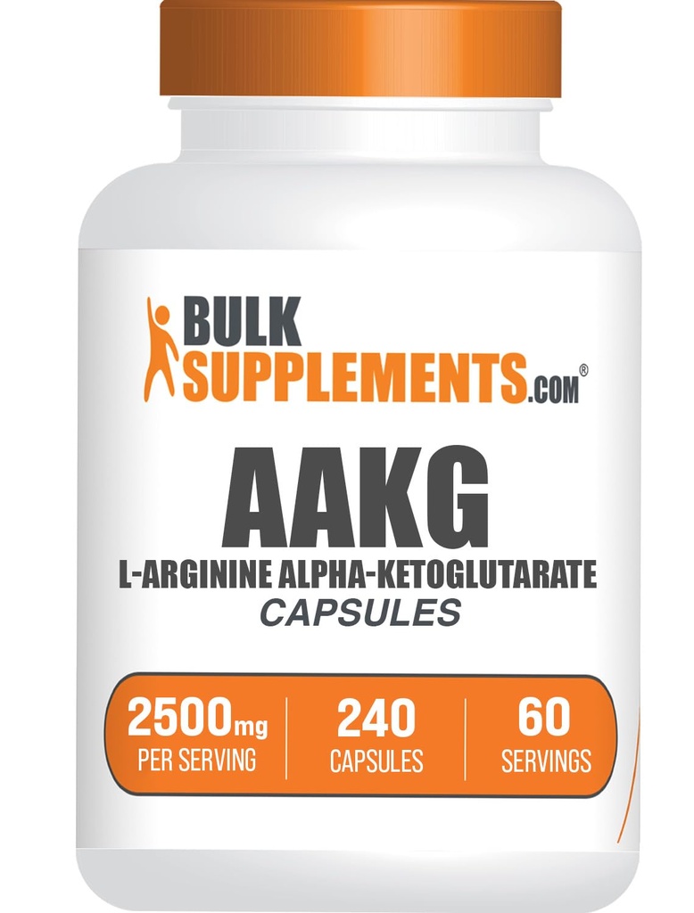 BulkSupplements.com Capsules AAKG - Supplément L-Arginine, Supplément à oxyde nitrique - Sans gluten, 4 capsules par portion, 240 Nombre (paquet de 1)