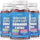 NIEUWE AGE 8 in 1 Immune Support Booster Supplement met Astragalus Root, Vitamine C en Zink 50mg, Vitamine D 5000 IE, Quercetine & Bromelain (8 in 1 Gummies (verpakking van 3))