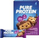 Barres de protéines pures, haute protéine, collations nutritives pour soutenir l'énergie, faible sucre, sans gluten, croustilles de chocolat à croquer, 1,76oz, boîte de 4