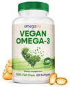 OmegaVia Vegan Omega 3 Supplement, Algen Omega 3 Visolie Alternatief, 300mg Veganistische DHA vetzuren, plantaardige, planeet en oceaan vriendelijk, IAOS 5 Ster Getest, 60 Softgels