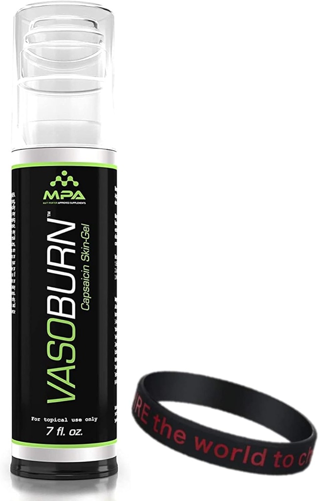 MPA Vasoburn Capsaicin Skin-Gel Pump Bottle, Targets Stubborn Areas, Capsaicin Cream, yohimbine Cream, bundel met een Motivational Polsband Armband om te motiveren en te ondersteunen (7 oz.)