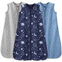Baby slaapzak 12-18 maanden 3 Pack 100% katoen lichtgewicht 0.5 TOG Draagbare deken Baby slaapzak met 2-Way rits voor baby peuter blauw