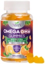 Omega 3 Gommies à l'huile de poisson - Triple force Omega3 Gommy - DHA & EPA Acides gras pour la santé cardiaque, le soutien des articulations et du cerveau, supplément à l'huile de poisson Omega haute absorption de la nature, parfum orange- 120 Gommies