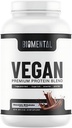 Poudre de protéines de chocolat végétalien biomental - base végétale - Absorption facile - Chocolat délicieux - Bâtiment musculaire, mode de vie végétalien idéal - Non-OGM, supplément protéique sans gluten
