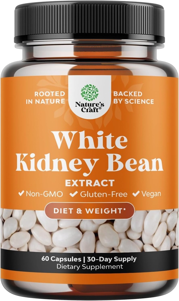 Witte nier Bean Extract Carb Blocker - Witte Nier Bonen Supplement voor Metabolisme Boost & Ease Calorieën uit Zetmeel voedsel - Carb controle supplementen - 60 capsules
