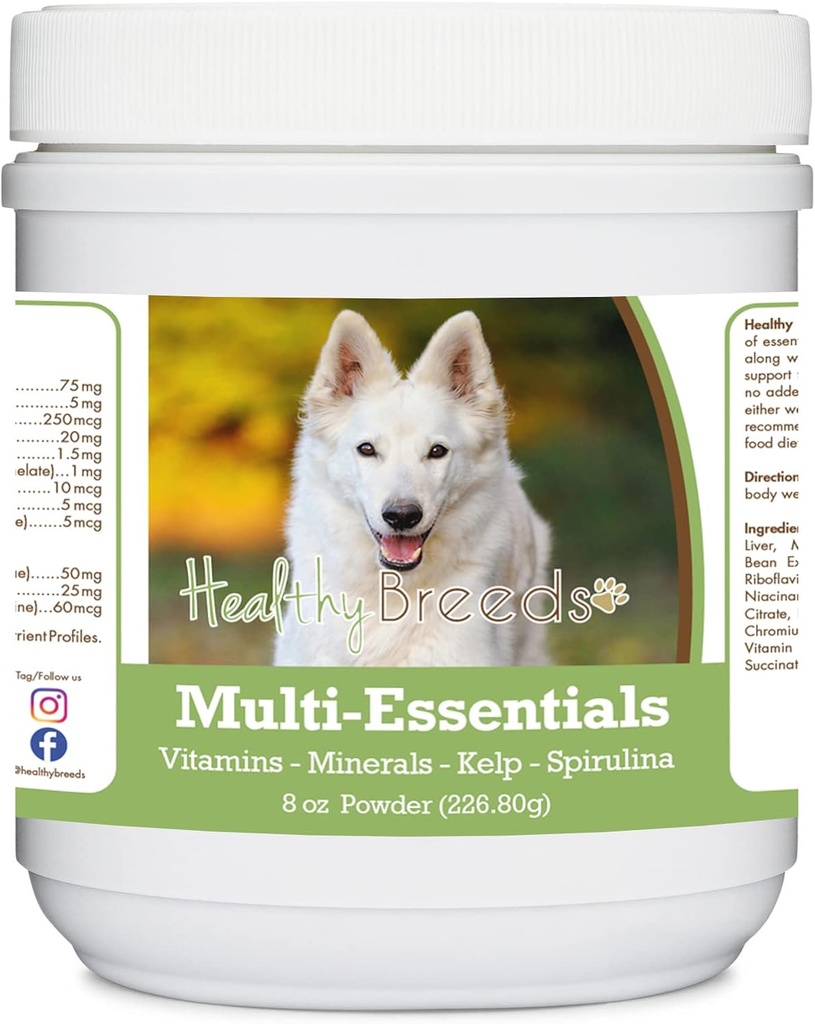 Gezond ras Duitse herder, wit, multi-essentials Poeder voor honden - een ideaal supplement van vitaminen, mineralen en antioxidanten voor uw hond - 8 oz