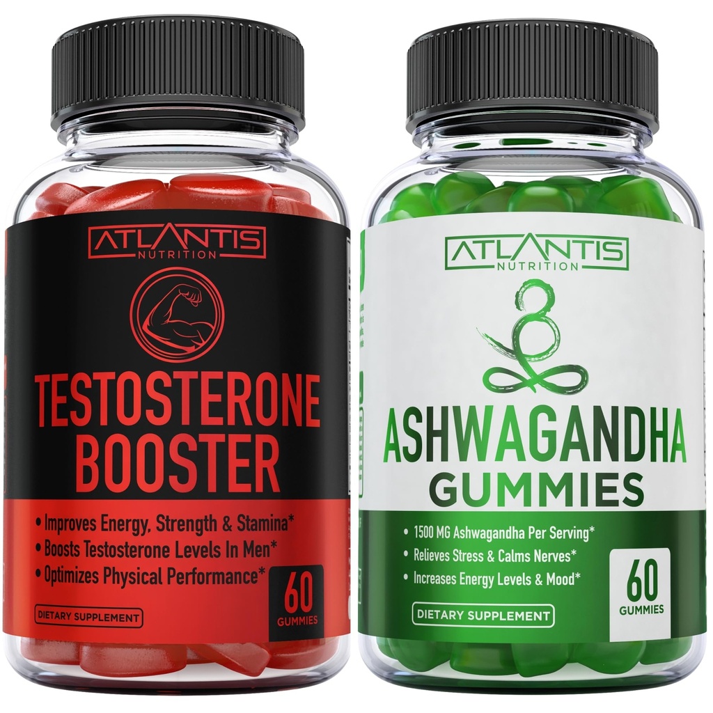 Atlantis Nutrition Testosteron Booster 2-Pack (120 Gummies) + Ashwagandha 60 Gummies