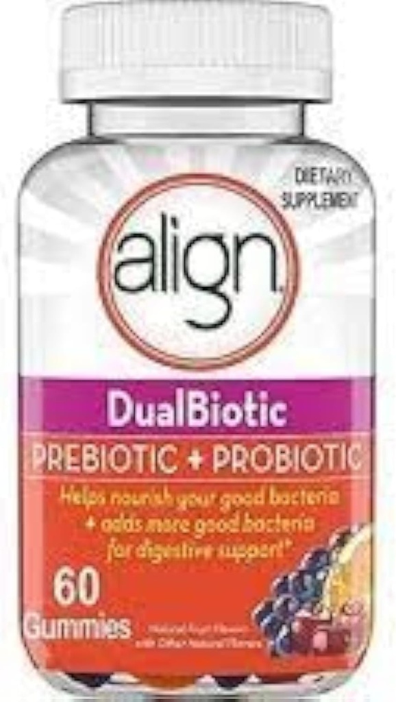 Uitlijnen Prebiotic + Probiotic Gummies Natuurlijke Fruit smaken - 60 CT, Pack van 3