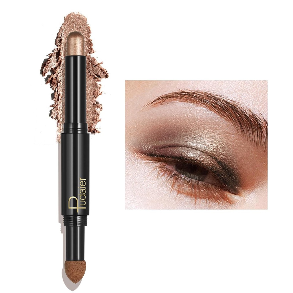 ZUK 2-in-1 Creamy Eyeshadow Stick, Matte & Shimmer Eye Shadow, High Pigmented Eye Shadow Sticks, Long Lasting Eyeshadow Highlighter Pencil, Glitter Eyeshadow Crayon for Women, Cruelty-Free en Vegan