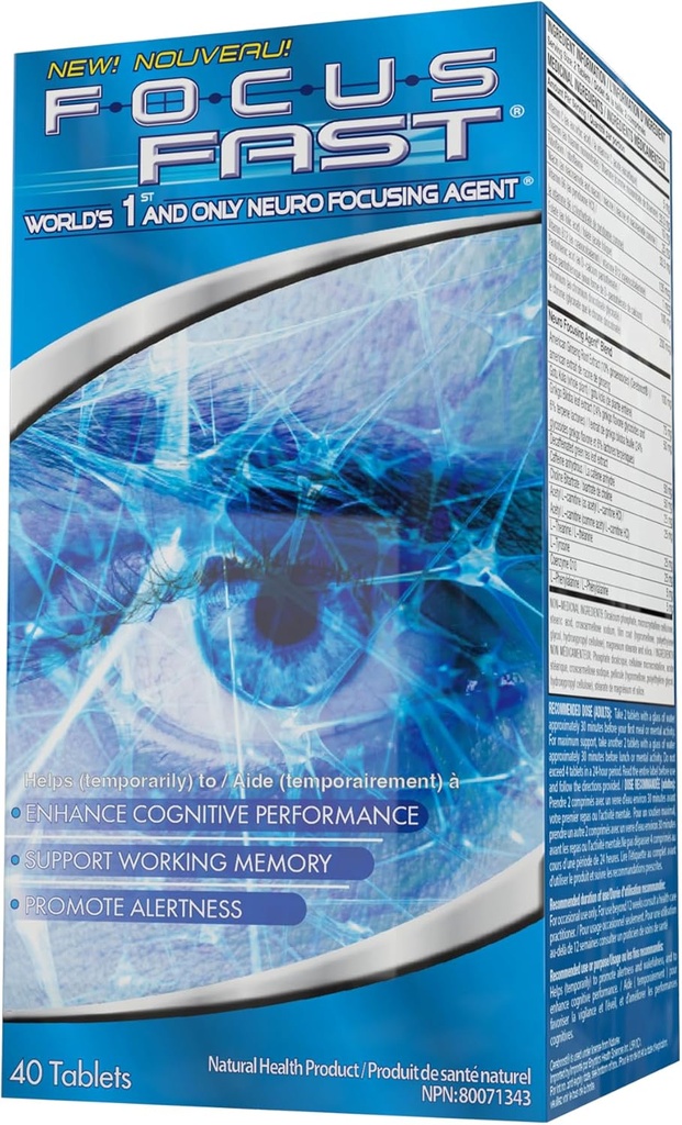 Supplément Nootrope Cerveau Focus pour les hommes et les femmes - Pills Focus pour la concentration, le booster cérébral et le soutien mémoire – Vitamines, Choline, Ginseng, Gingko et plus