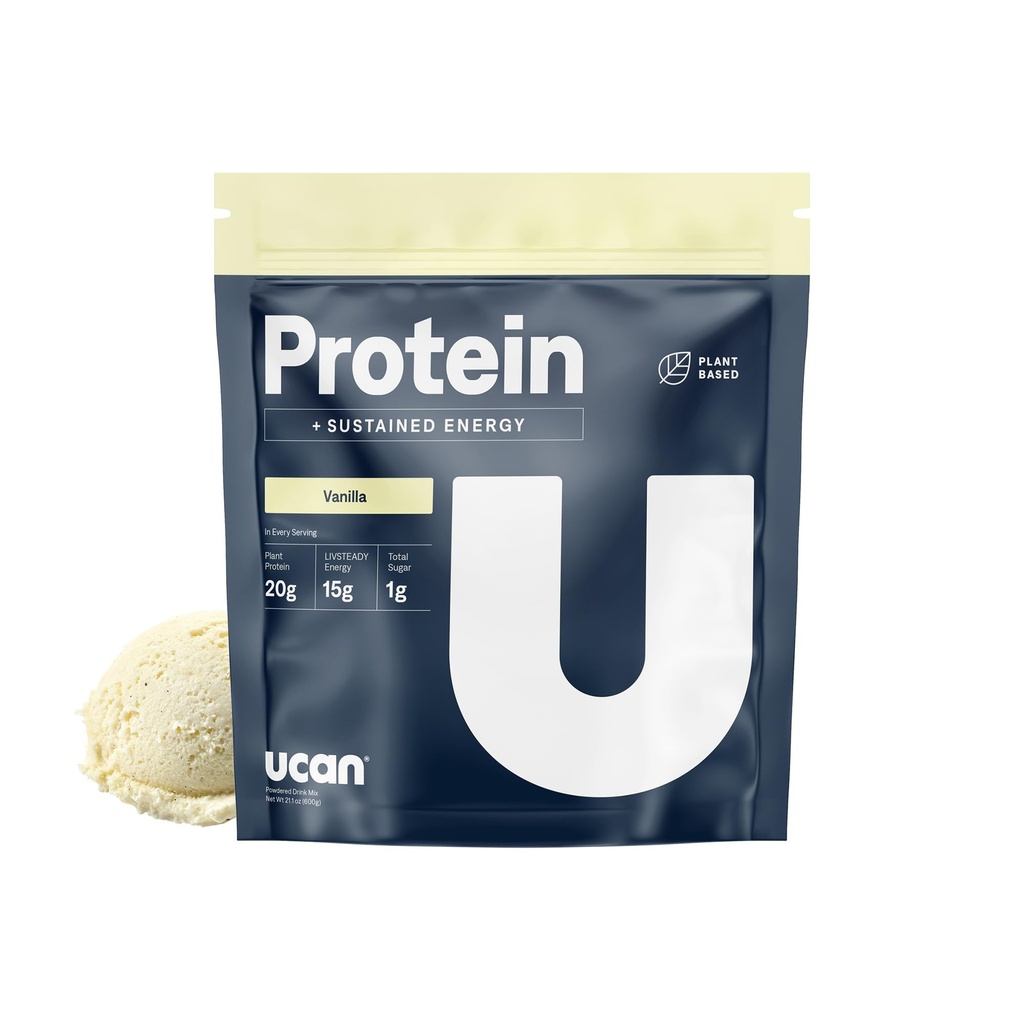 UCAN Energy + Plant Protein Powder - Vegan Plant Based Protein 20g Pea Protein with Amino Acids EAAs & BCCAs - Keto Proteïne Powder - No Added Sugar, Gluten-Free - Vanille - 12 Servings