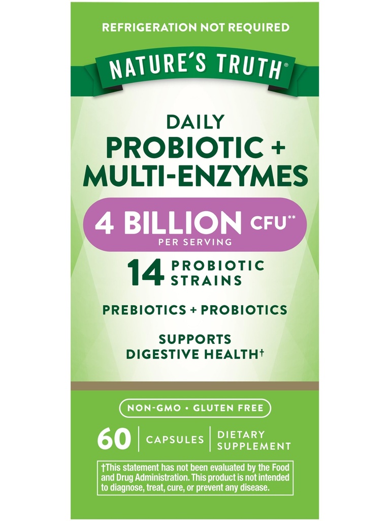 Probiotiques de vérité de la nature avec des enzymes 60 capsules pour les hommes et les femmes