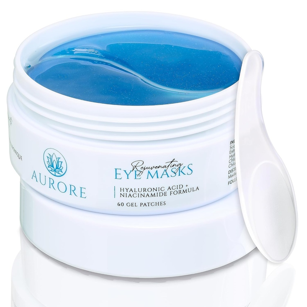 AURORE Under Eye Patches with Hyaluronic Acid, Collagen, Niacinamide - for Puffy Eyes, Dark Circles, Rimpels, Fine Lines - Hydrating & Brightening, 30 paren (60 gel patches) - Rejuvenating Eye Maskers