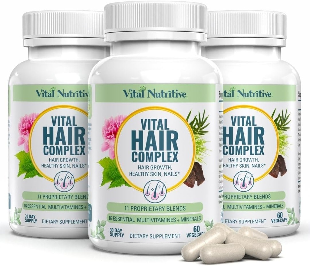 Vital Hair Complex - Hair Growth Vitamines voor vrouwen en mannen -Biotine en vitamine B - Hair Growth Supplement voor gezonde haarhuid & Nails -Hormone & Glutenvrij -Haar Vitaminen voor vrouwen