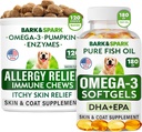 Allergie Relief + Omega 3 Bundel - Anti-Itch Skin&Coat Supplement + Huidallergie - Omega 3 Visolie + EPA& DHA Vetzuren - Jeuken&Paw Licking + Joint Health - 120 Kauwen + 180 Softgels - Made in USA
