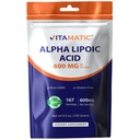 Acide lipoïque alpha pur vitamatique (ALA) 600mg par portion - 167 portions - Sans OGM et sans gluten