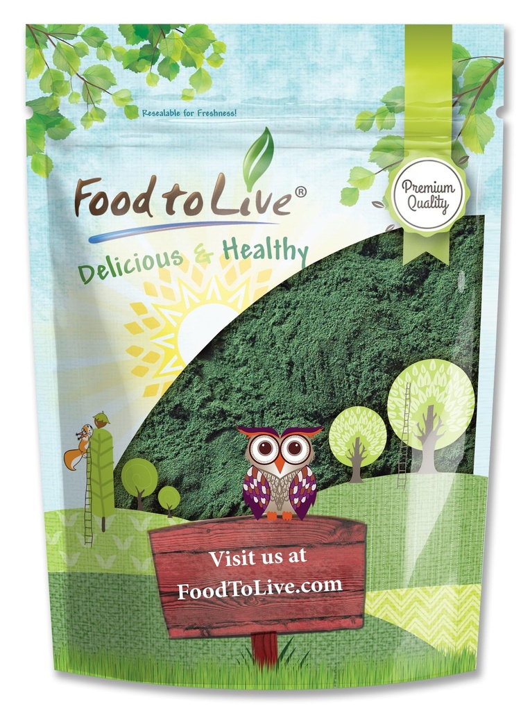 Nourriture pour vivre en poudre de Chlorella, 2 livres - Kosher, Algae Vert cru, Superaliment végétalien, Bulk, Protéine Vert végétalien pur, Riche en vitamines et minéraux, Idéal pour les boissons, thés et smoothies