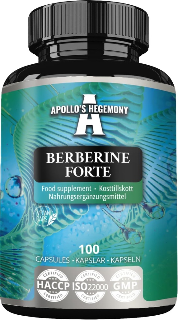 APOLLO'S HEGEMONY Berberine 485 mg per capsule - 100 Vegan Capsules - 3 maanden aanbod - voor verbeterd metabolisme en vitaliteit - dieetsupplement