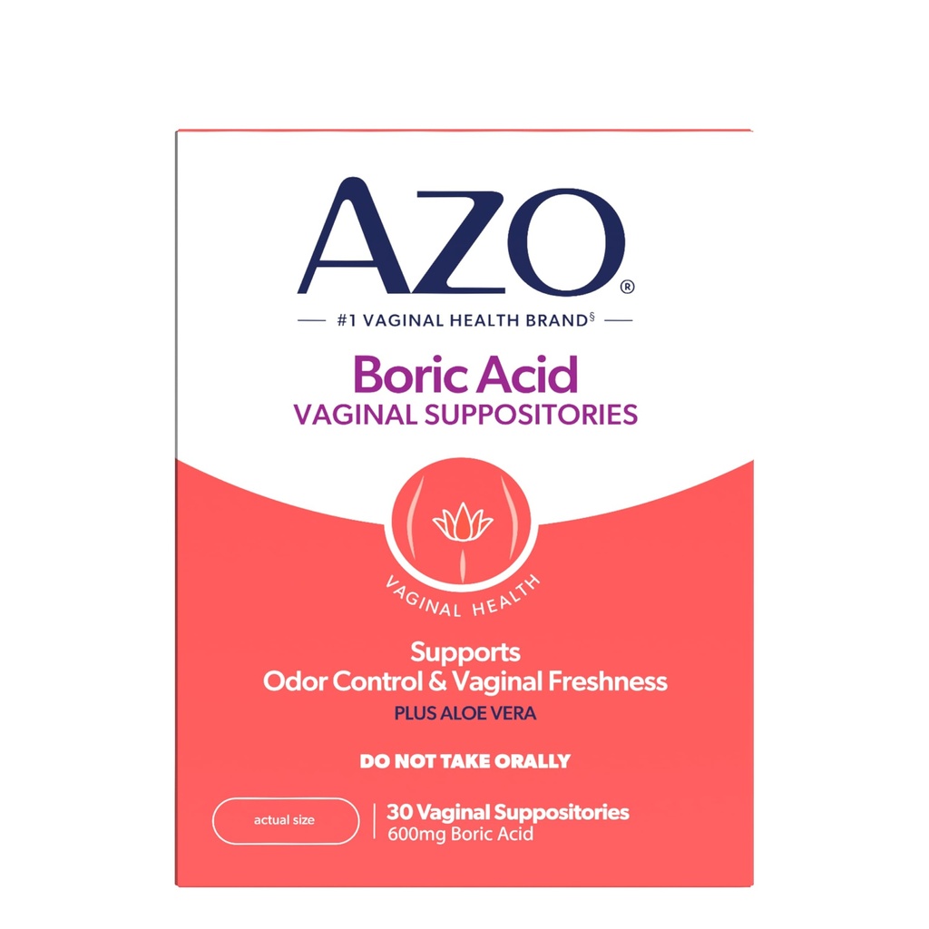 AZO® Boric Acid Vaginale Suppositorieën, helpt ondersteuning Odor Control en intieme gezondheid met klinisch bestudeerd Boric Acid, Non-GMO, 30 Tellen