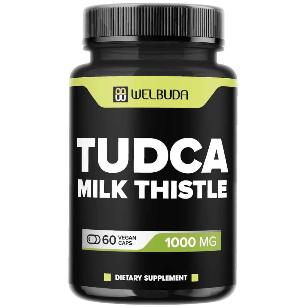 WELBUDA 1000mg Tudca supplement met melkdistel Extract - 60 Vegan Capsules - Ondersteuning voor immuunsysteem, spijsvertering, lichaamszuivering en hersengezondheid