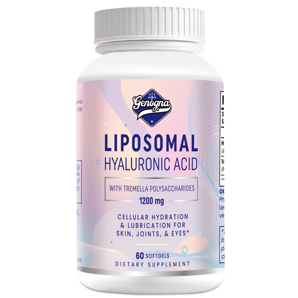 Liposomale Hyaluronzuursupplementen 1000mg-hoog Bio beschikbaar Dieet-hyaluronzuurcapsules met Tremella Polysacchariden,Double Strength Skin Hydration,Joint Smeermiddel,1Pack