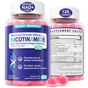 2 Pack - Nicotinamide 500mg Gommies, supplément NAD+ pour les femmes et les hommes avec peptides de collagène, (Niacine libre de flush) vitamine B3 Niacinamide pour anti-âge, NAD+ Niveaux, Longévité, Focus & Cerveau, Sans sucre