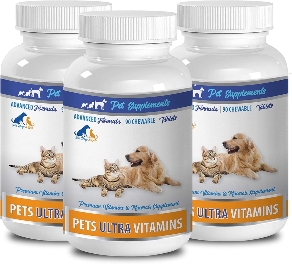 Hondenspier Supplement - Huisdieren Ultra Vitaminen - voor honden en katten - Immune Health - Hair and Coat Voordelen - Hondencalcium Kauwen - 270 Treats (3 flessen)