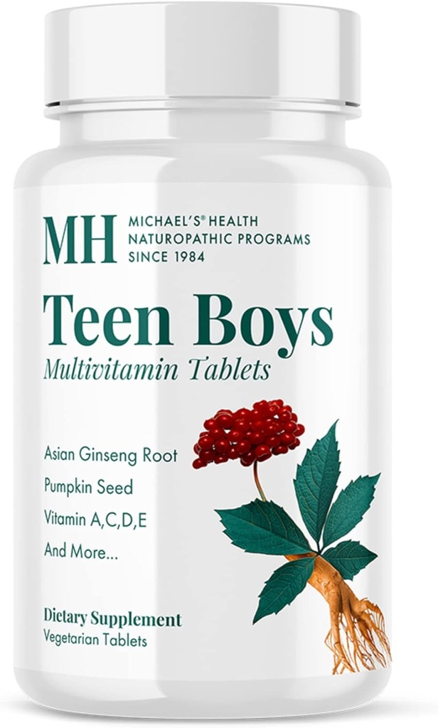 MICHAEL'S Health Naturopathische Programma's Tienerjongens - 60 Vegetarische tabletten - Dagelijks Multivitaminesupplement - Kosher - 30 porties