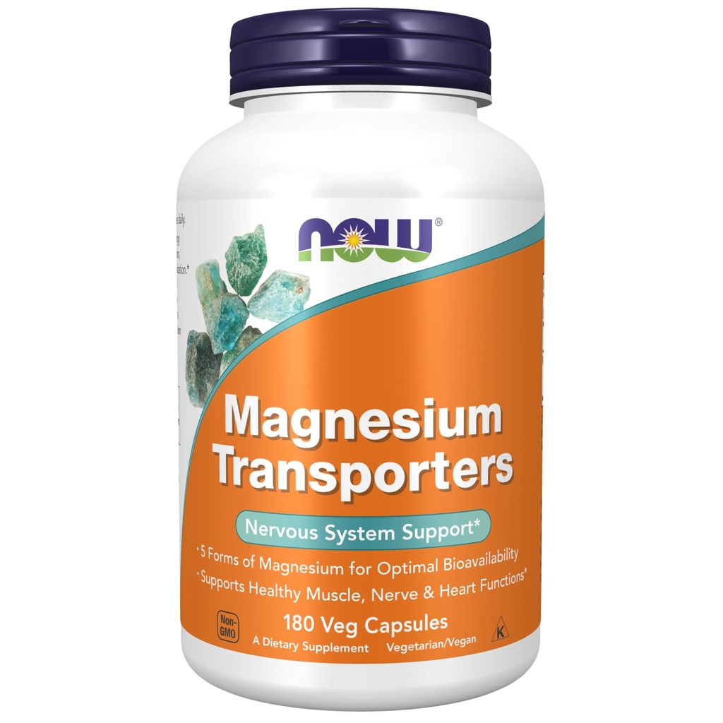 MAINTENANT compléments alimentaires, transporteurs de magnésium avec 5 formes de magnésium pour la biodisponibilité optimale, 180 capsules de légumes