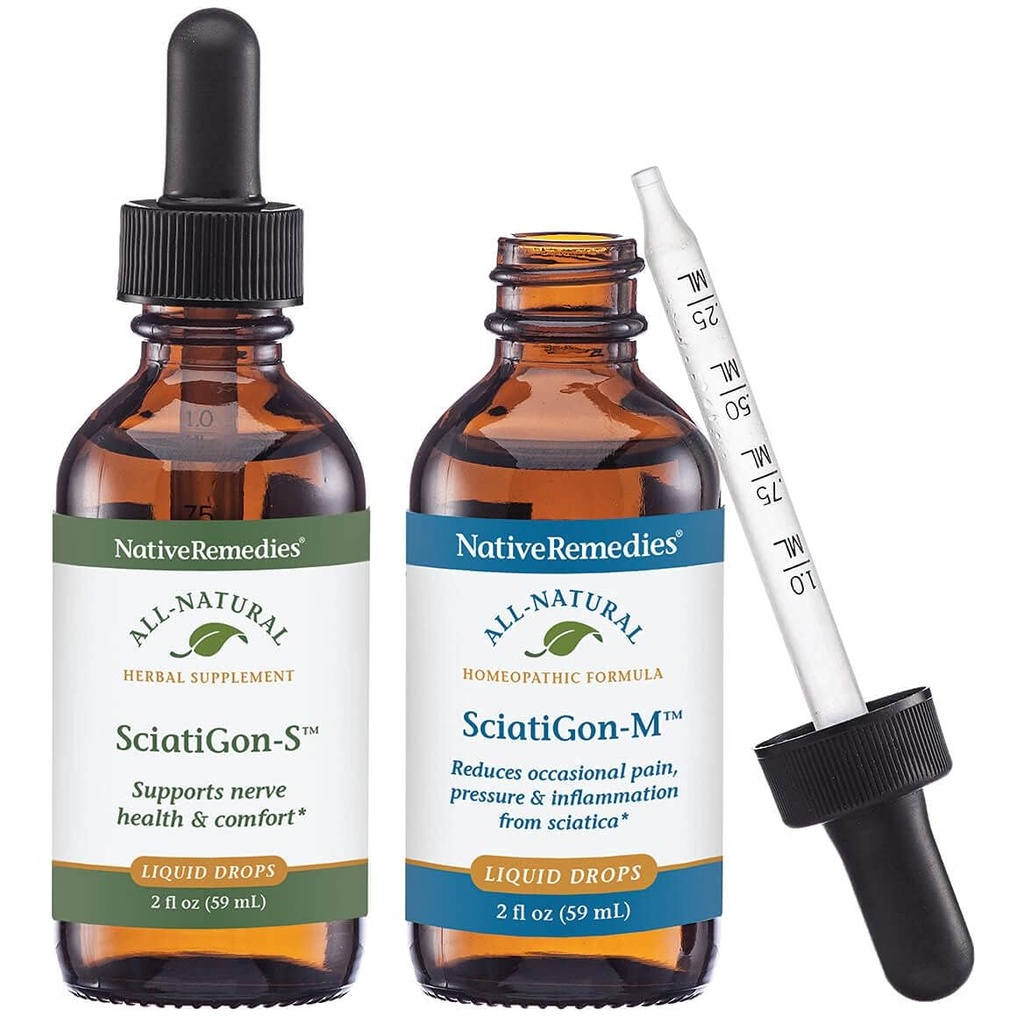 Remédies autochtones Complete Sciatigon ComboPack - Tous les suppléments naturels à base de plantes aident à réduire la pression sur la nervure sciatique et remède homéopathique naturel réduit la douleur, la crampe et le nombre