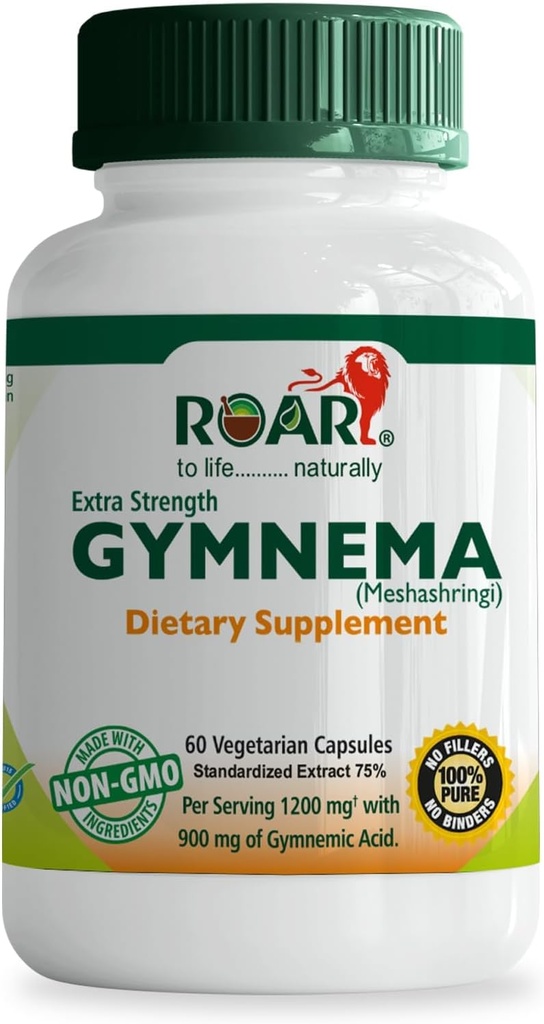 NATUURLIJK Gymnema Sylvestre 1200 mg (Hoogst Potency) Ayurvedische Plant Extract Veg Capsules Supplement Tabletten met 75% Gymnemic Acid Non-GMO 60 Tellen per Serving.