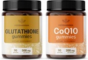 HERBAMAMA Glutathion en CoQ10 Kit - bundel van 500 mg gereduceerd L-glutathion en 200 mg CoQ10 Gummies - Vegan, Non-GMO, Gelatine-Free - 2 Pack