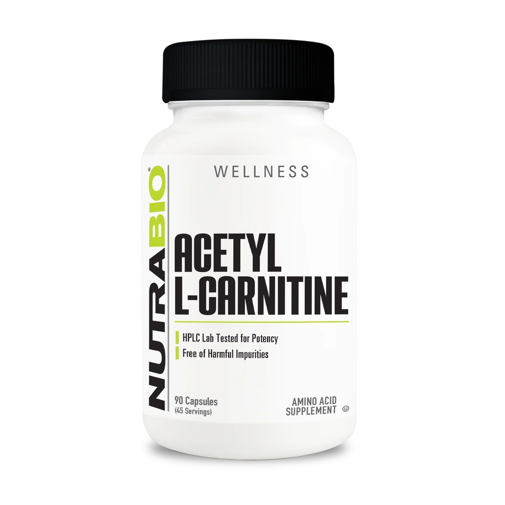 NutraBio Acetyl L-Carnitine (ALCAR) Supplement, 500mg - Steun Natural Energy Production, Metabole Management, en algemene gezondheid, 90 capsules