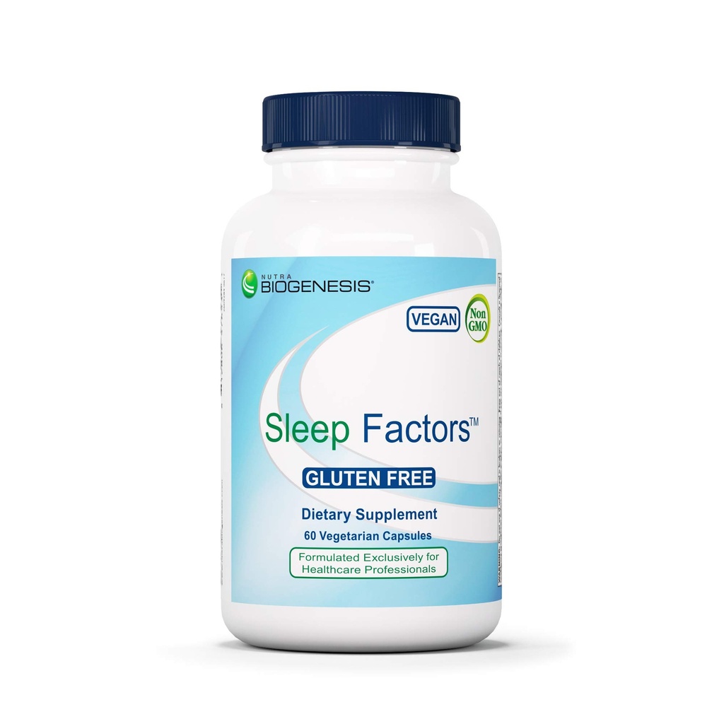 Nutra Biogenèse Facteurs de sommeil - Supplément d'aide au sommeil pour adultes avec mélatonine, magnésium, racine valériane, GABA & L-Theanine, soutien au sommeil et au repos - 60 capsules de Veggie