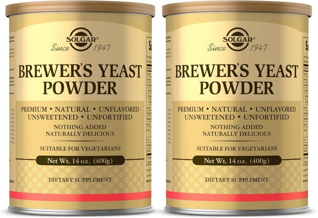 Solgar Brewer's Gistpoeder - 14 oz, Pack of 2 - Natuurlijke, ongearomatiseerde en ongezoet - Geschikt voor vegetariërs - 26 porties
